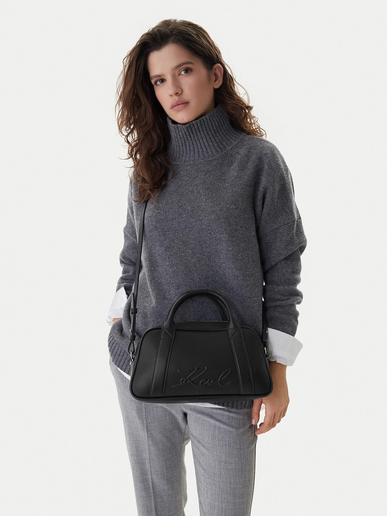 Γυναικεία K/Ville Bowling Τσάντα Μαύρη Karl Lagerfeld B1W30068-1AV BLACK NICKEL