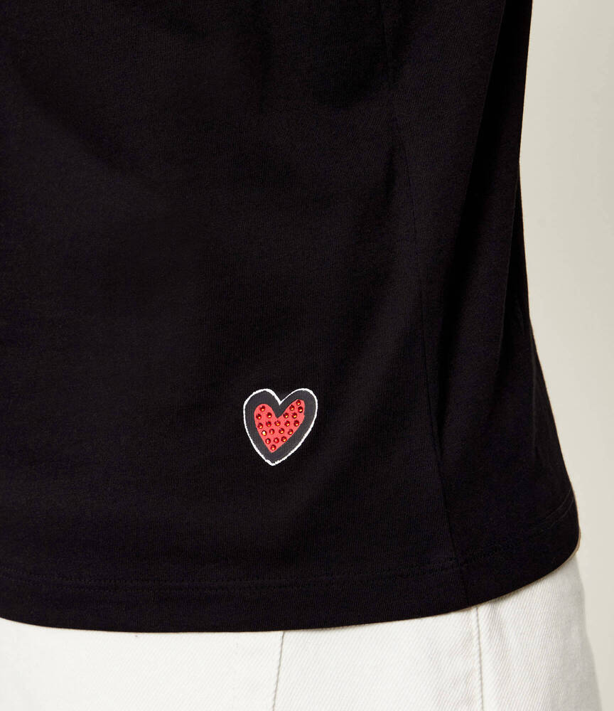 Women's Black Ikon Valentine T-shirt Karl Lagerfeld B1W17038-999 BLACK