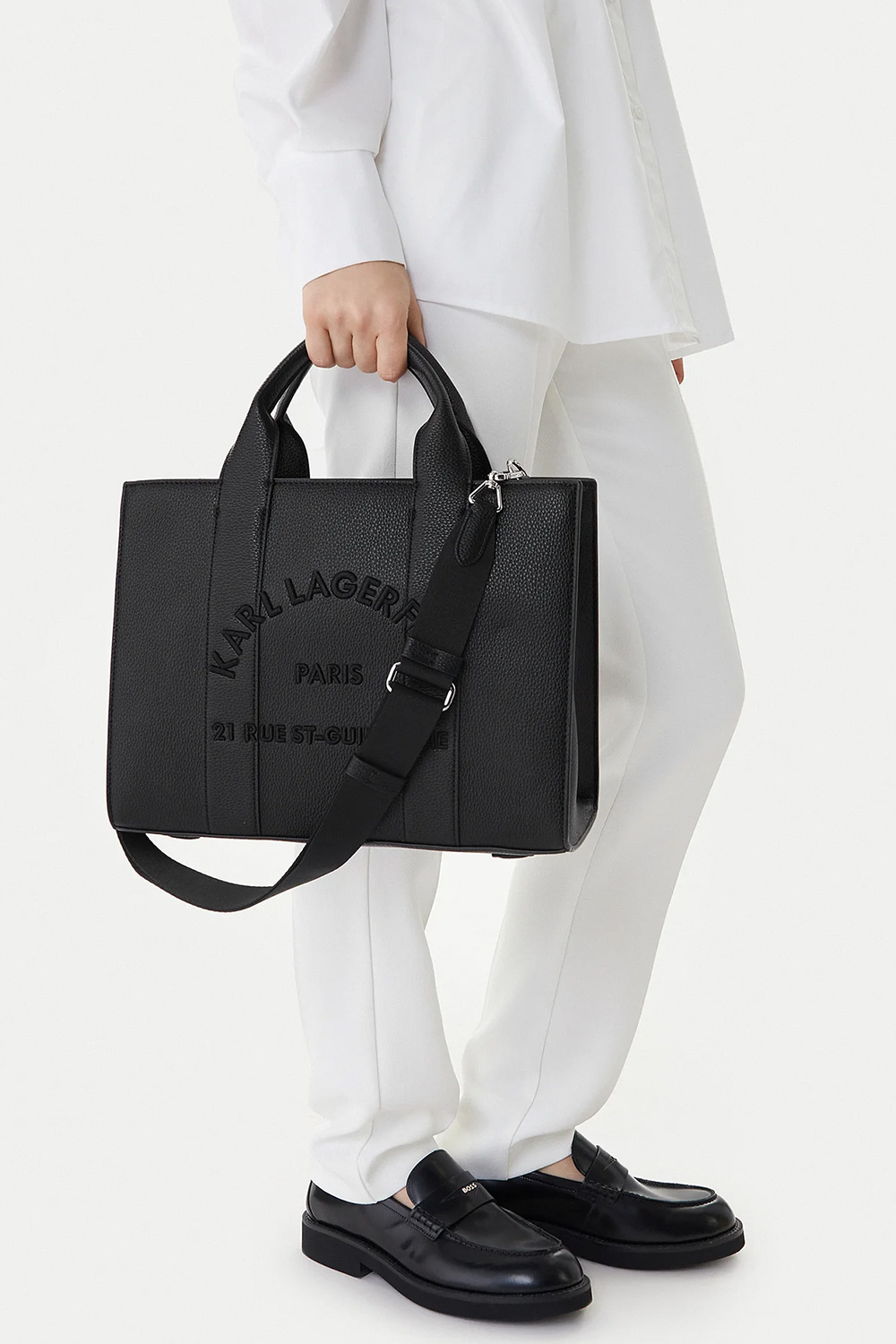 Women's Black K/Rsg Md Square Tote Oeb Emb Bag Karl Lagerfeld B1W30041-999 BLACK