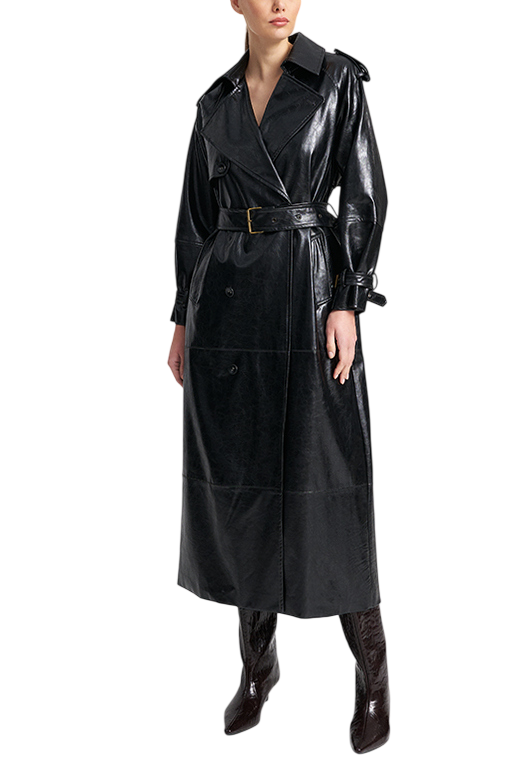Women's Black Linkie Trench Coat Mind Matter MML25-02-06-013