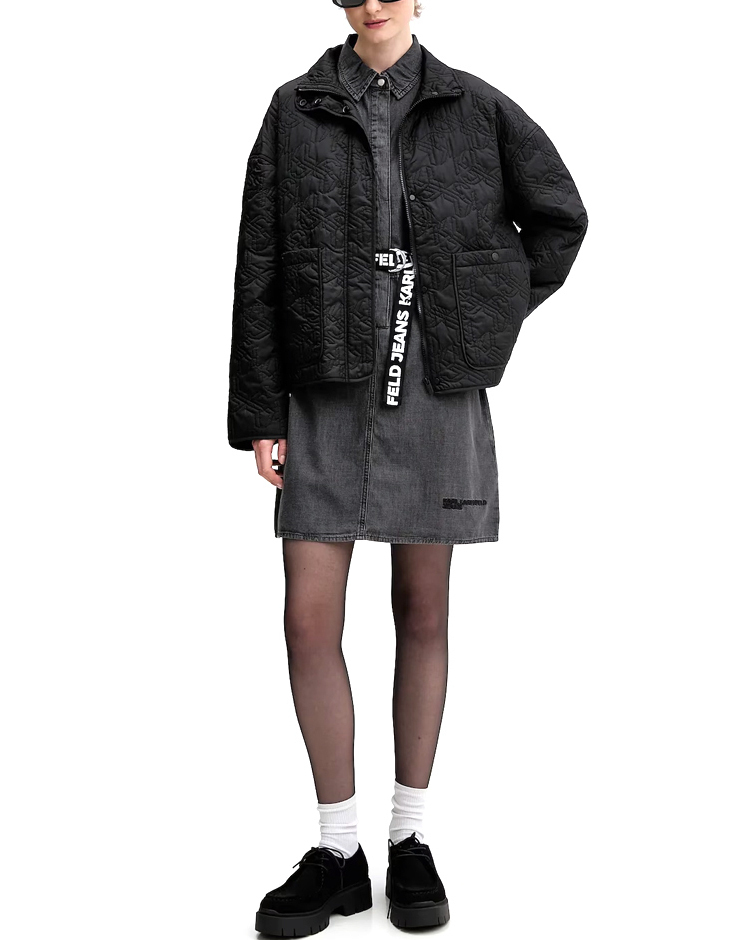 Women's Black Klj Quilted Jacket Karl Lagerfeld Jeans B1W15024-999 BLACK