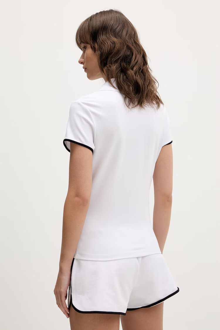 Women's White Klj Slim Polo Karl Lagerfeld Jeans B2W17066-100 WHITE