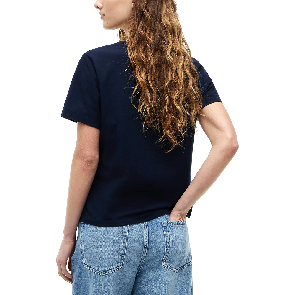 Women's Navy Blue TH Script Reg C-Nk Ss Tee Tommy Hilfiger WW0WW49941-C1G