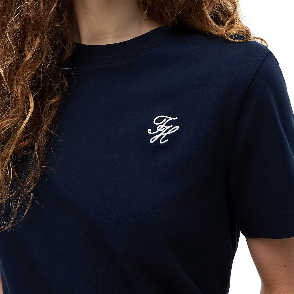Women's Navy Blue TH Script Reg C-Nk Ss Tee Tommy Hilfiger WW0WW49941-C1G
