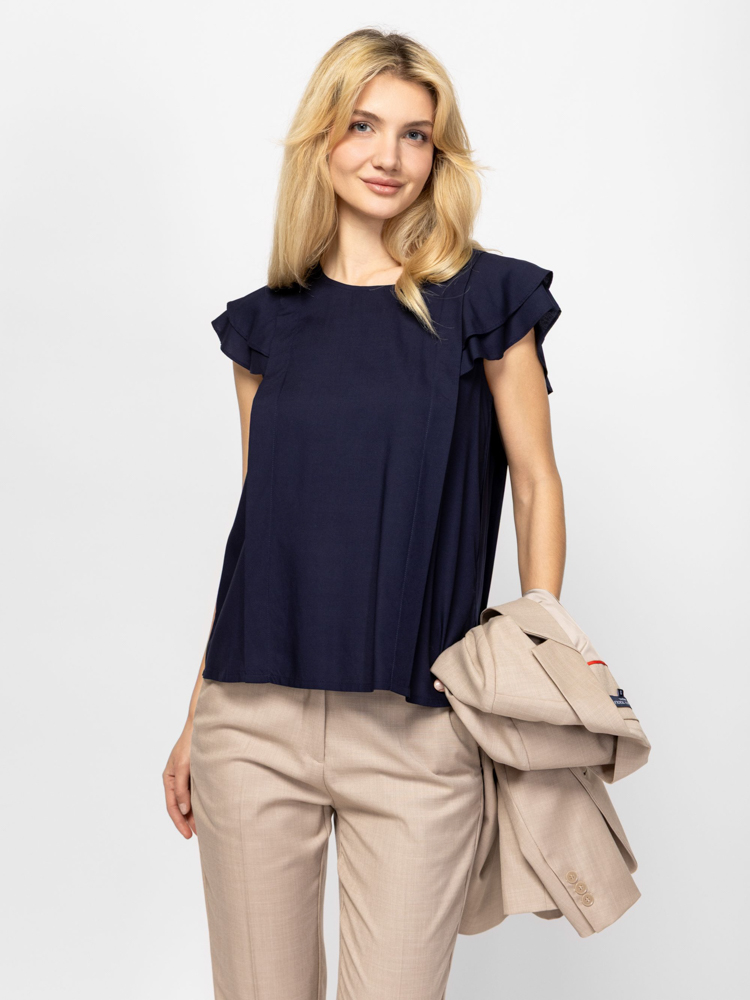Women's Navy Blue Rioka Blouse Heavy Tools T40043-NAVY