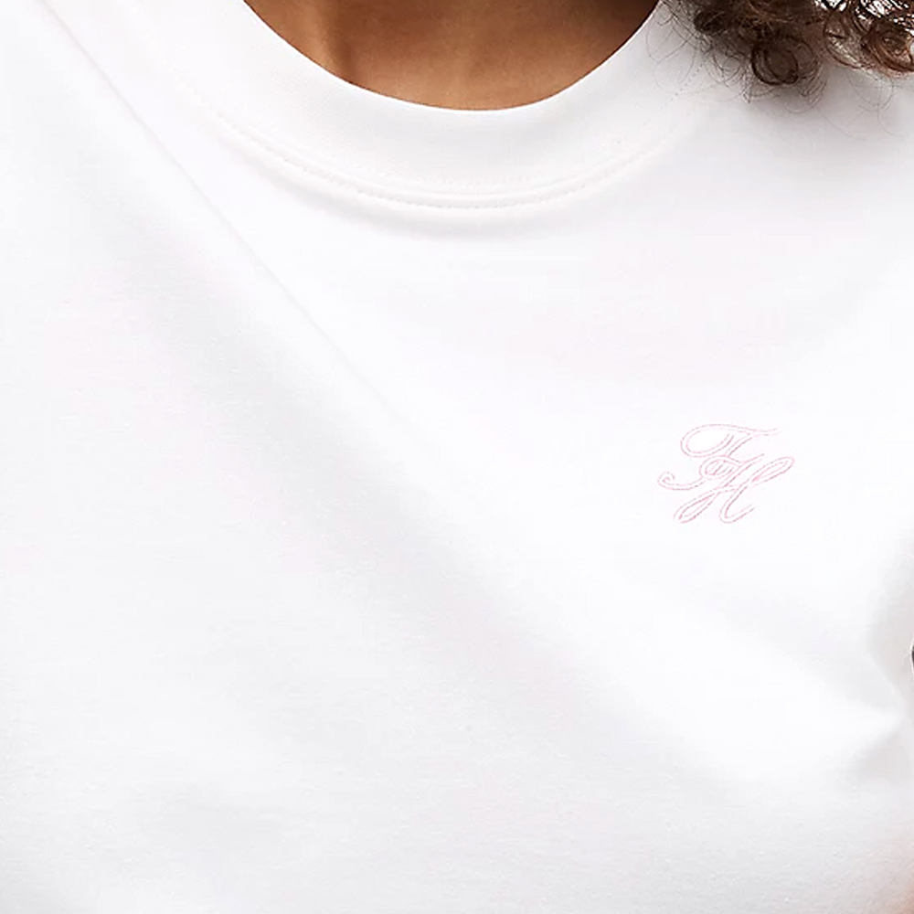 Women's White TH Script Reg C-Nk Ss Tee Tommy Hilfiger WW0WW49941-YBL