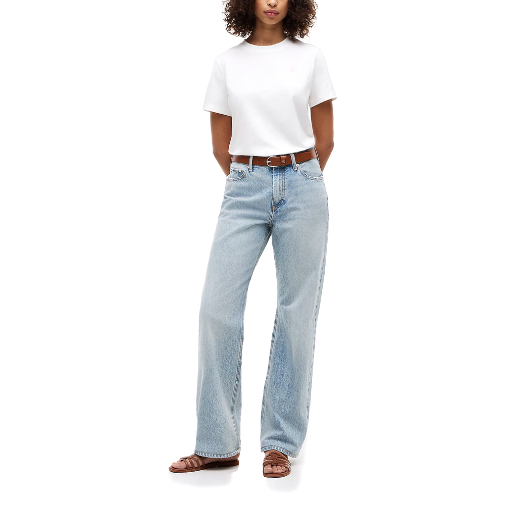 Women's White TH Script Reg C-Nk Ss Tee Tommy Hilfiger WW0WW49941-YBL