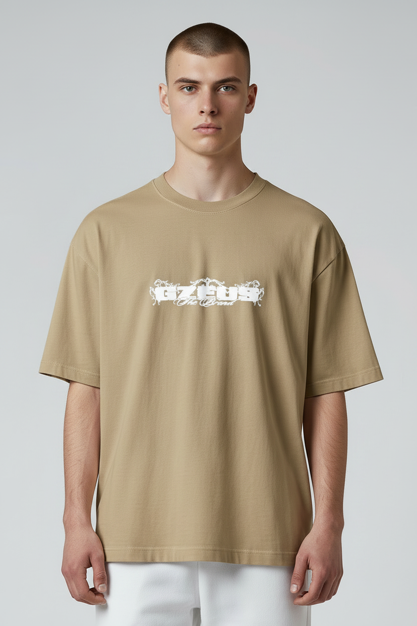 Heavyweight 260gsm Oversized Washed Khaki Gzeus T-shirt GZ100KH