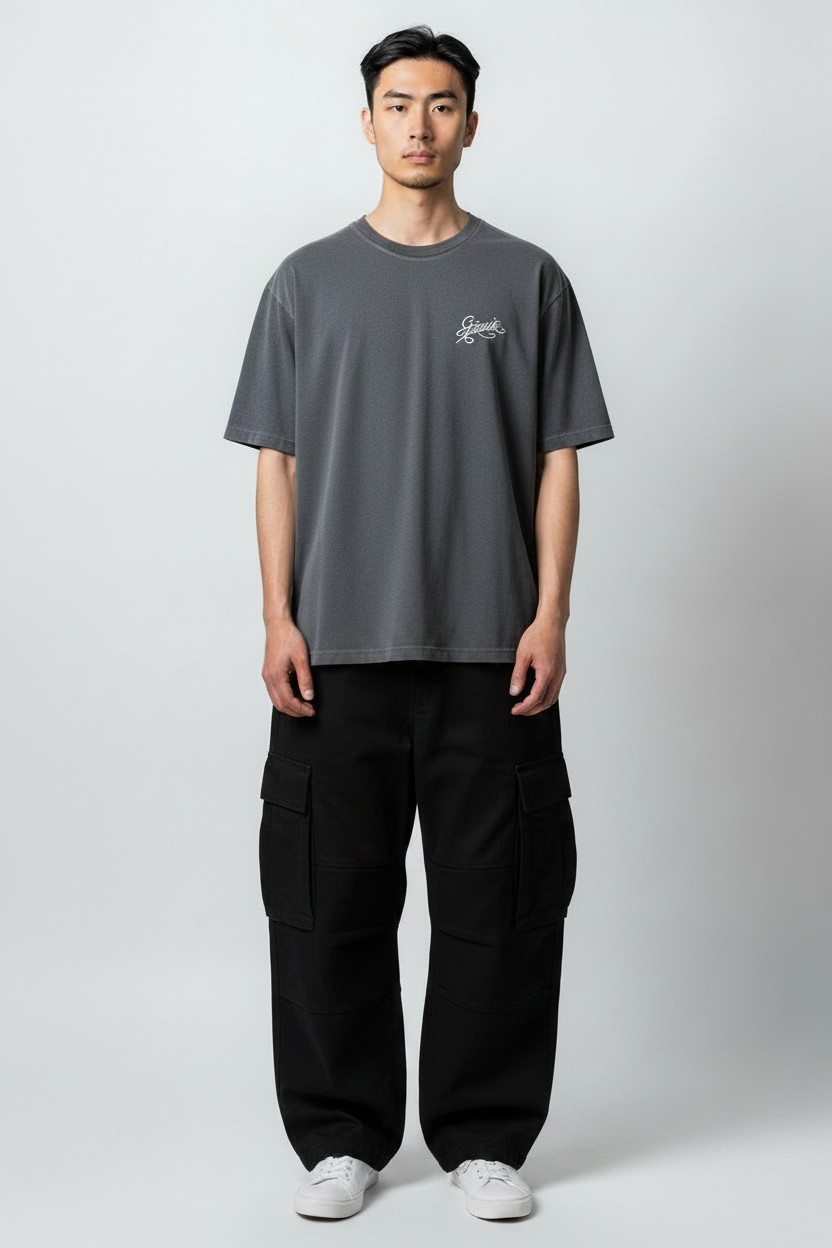 Heavyweight 260gsm Oversized Washed Grey Gzeus T-shirt GZ100CA