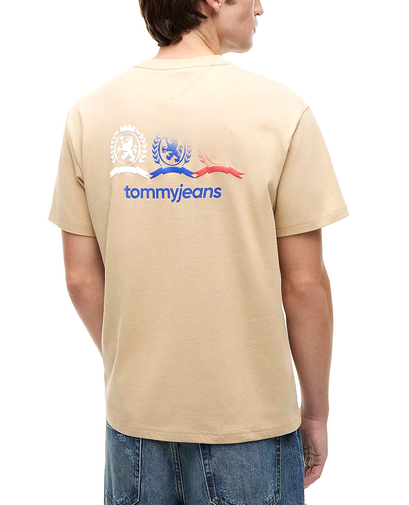 Men's Beige Tjm Rlx Crest Repeat Ss Tee Tommy Jeans DM0DM23172-AB9