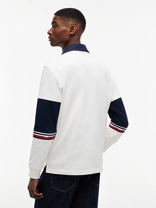 Men's Off White Tjm Rlx Cblock Rugby Shirt Tommy Jeans DM0DM23161-YBH