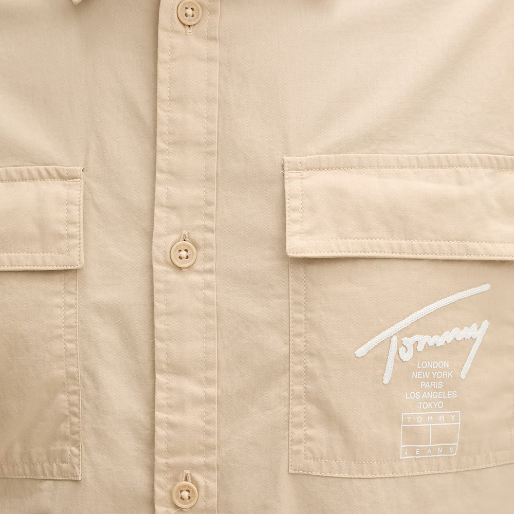 Men's Beige Tjm Boxy Skater Shirt Tommy Jeans DM0DM22816-AES