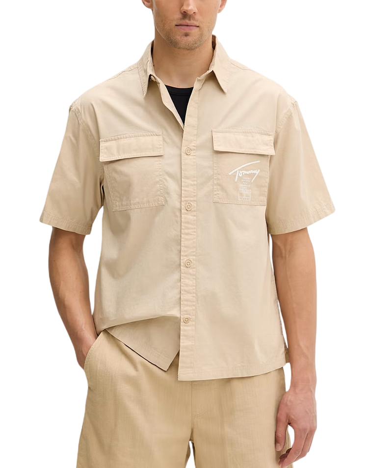 Men's Beige Tjm Boxy Skater Shirt Tommy Jeans DM0DM22816-AES
