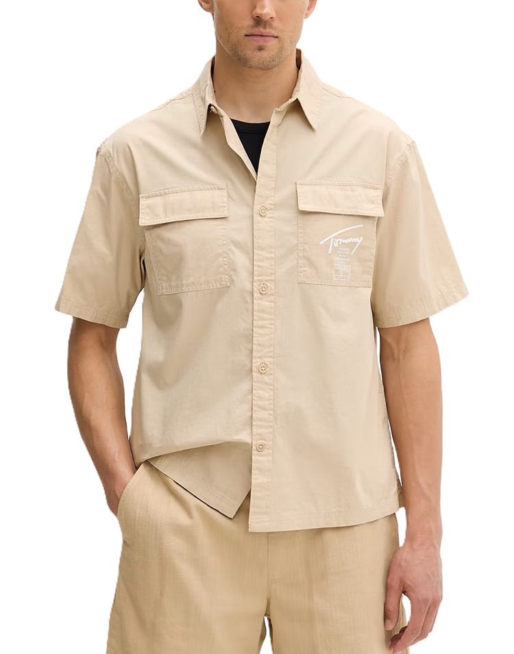 Men's Beige Tjm Boxy Skater Shirt Tommy Jeans DM0DM22816-AES