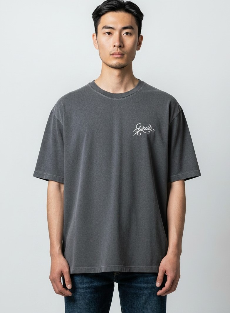 Heavyweight 260gsm Oversized Washed Grey Gzeus T-shirt GZ100CR