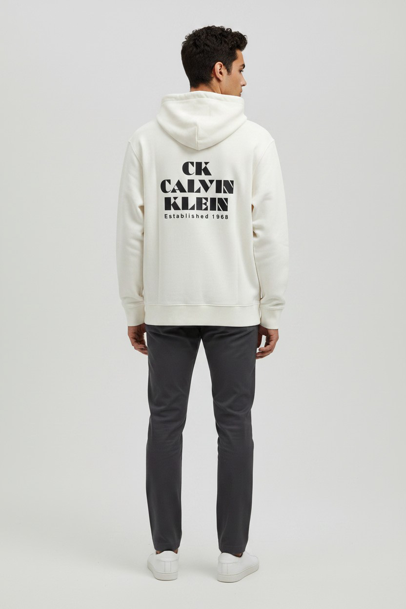 Men's White Ls Cl 350Terry Eu Bo Hoodie Calvin Klein LV04RG273G-YAS