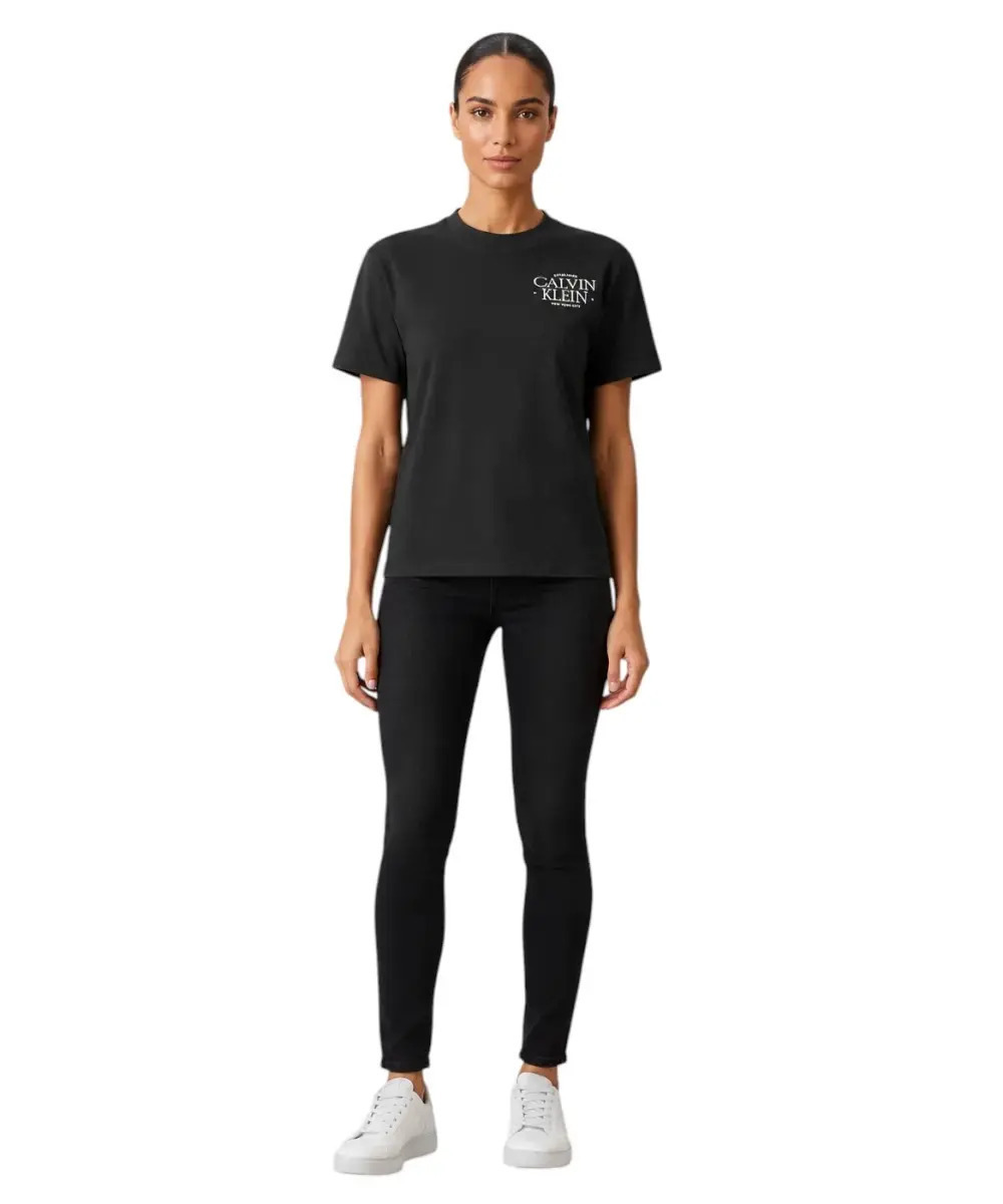 Women's Black Ss Classic Left Chest Graphic Tee Calvin Klein LV047G836G-UB1