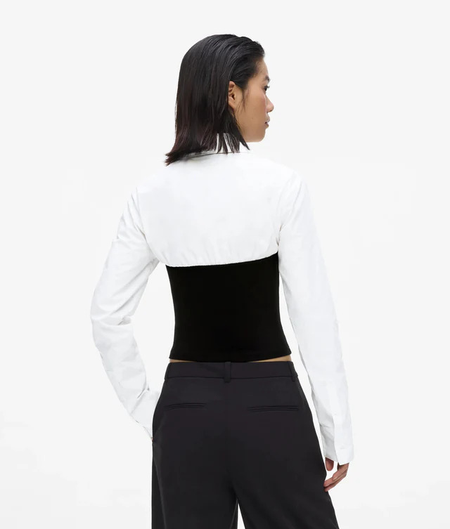 Women's KLJ MIXED POPLIN BLOUSE Karl Lagerfeld Jeans B3W11002-101 White/Black