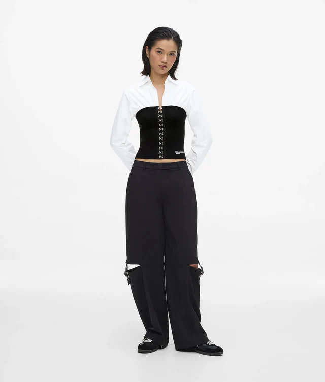 Women's KLJ MIXED POPLIN BLOUSE Karl Lagerfeld Jeans B3W11002-101 White/Black