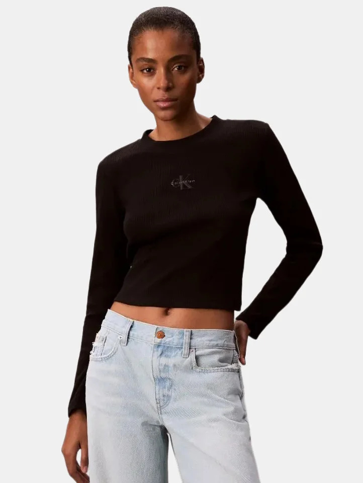 Γυναικείο Μακρυμάνικο T-shirt Μαύρο Calvin Klein LV047A803G-UB1