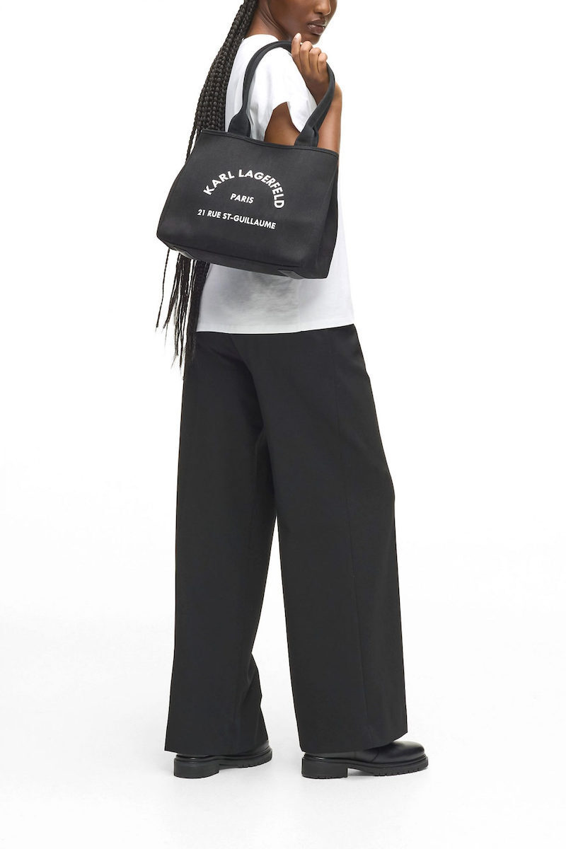 Women's Black K/RSG CONVERTIBLE TRAPEZE TOTE Bag Karl Lagerfeld B1W50010-999 Black