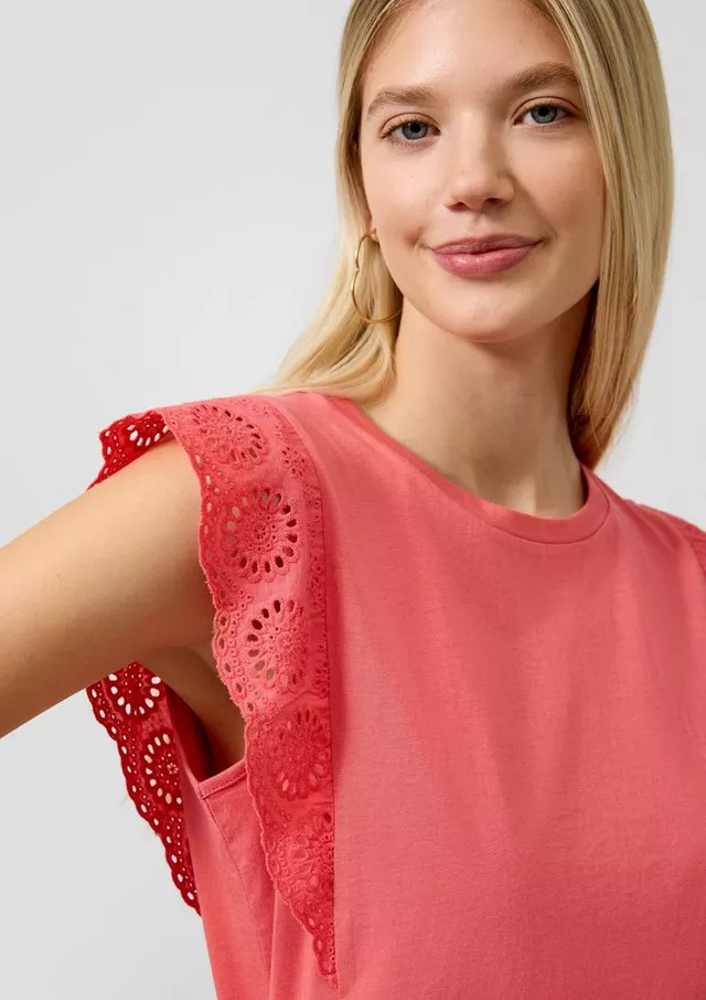 Women's Light Red Sleeveless T-shirt S.Oliver 2180391-3101
