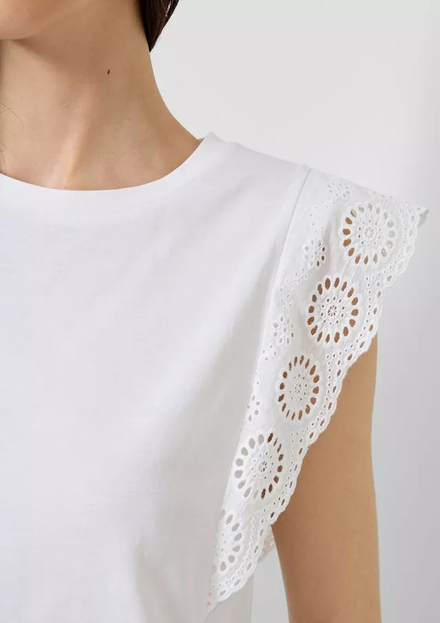 Women's White Sleeveless T-shirt S.Oliver 2180391-0100