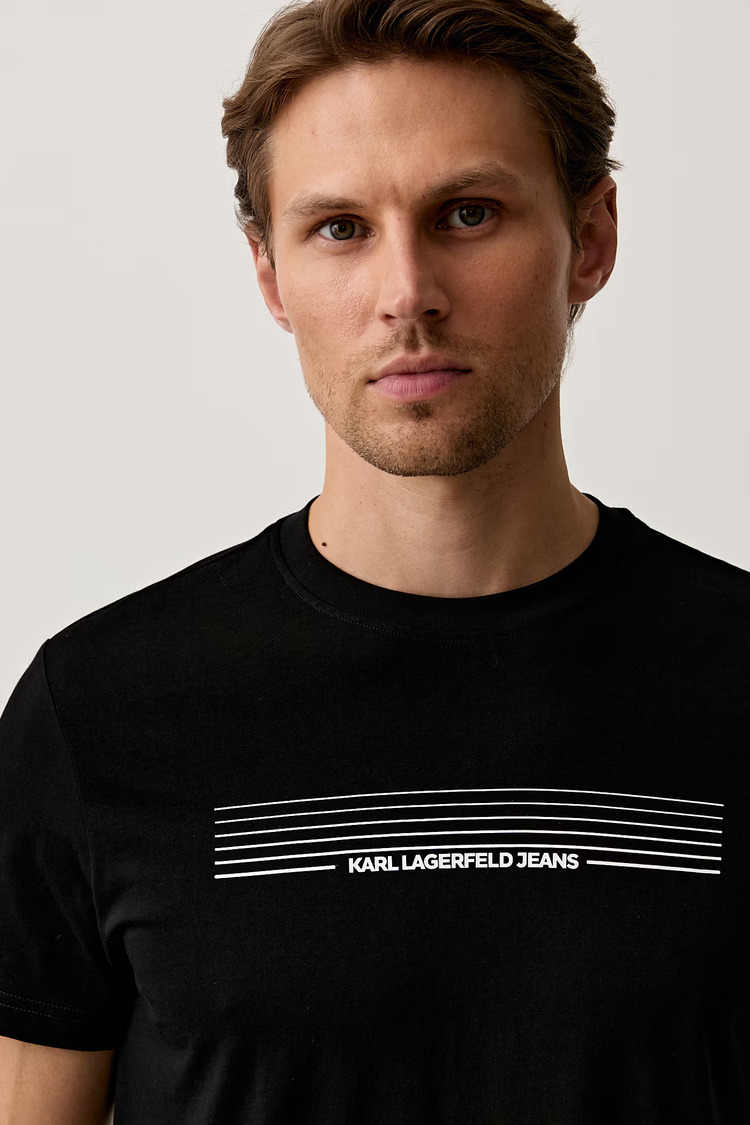 Men's Black KLJ SLIM STRIPES LOGO TEE Karl Lagerfeld Jeans B3M17001-999 Black
