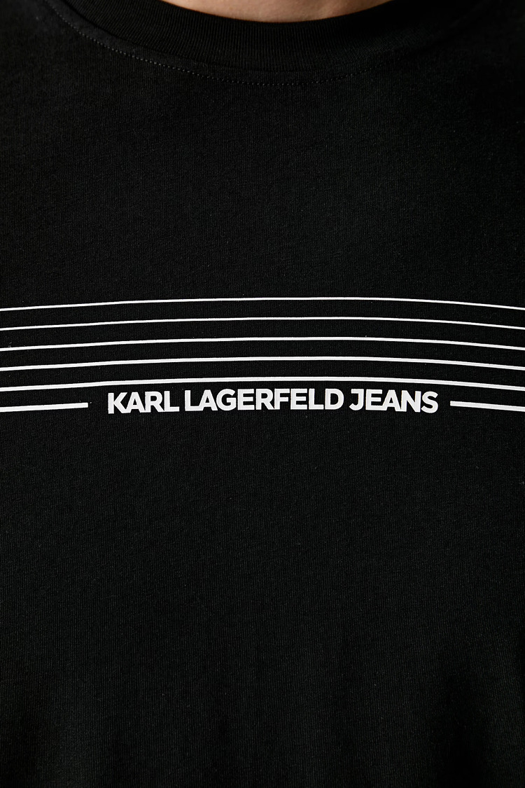 Men's Black KLJ SLIM STRIPES LOGO TEE Karl Lagerfeld Jeans B3M17001-999 Black