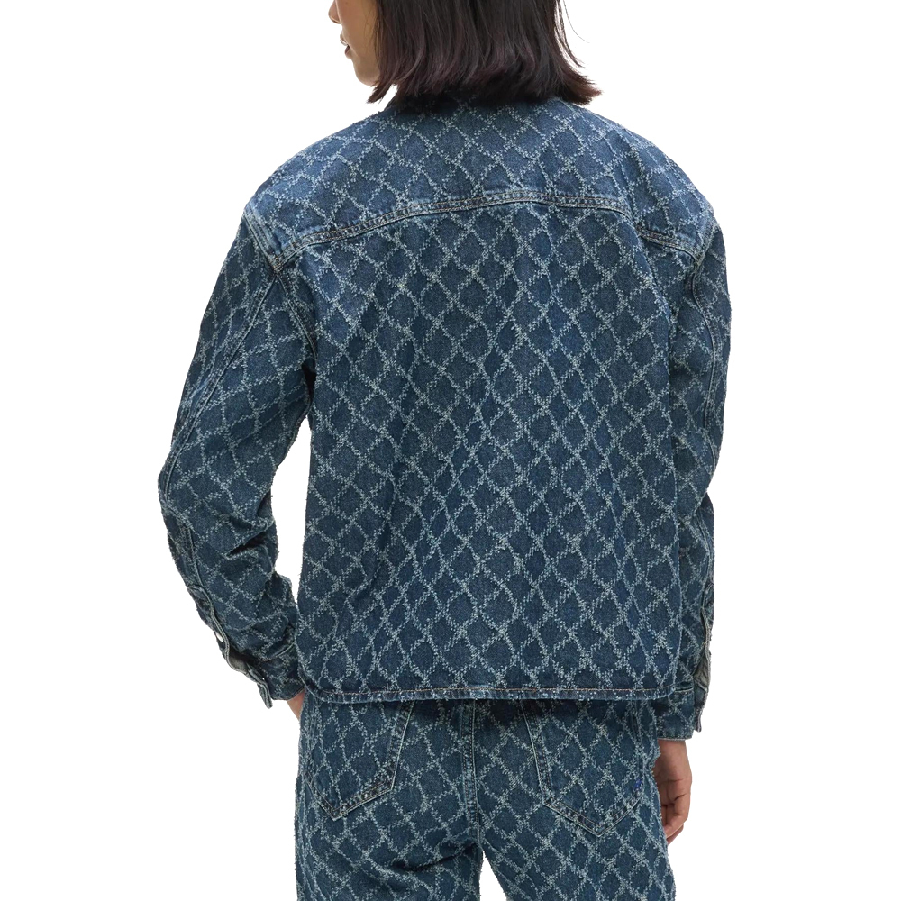 Women's Blue KLJ ARGYLE DENIM SHIRT Karl Lagerfeld Jeans B3W11008-A39 Argyle