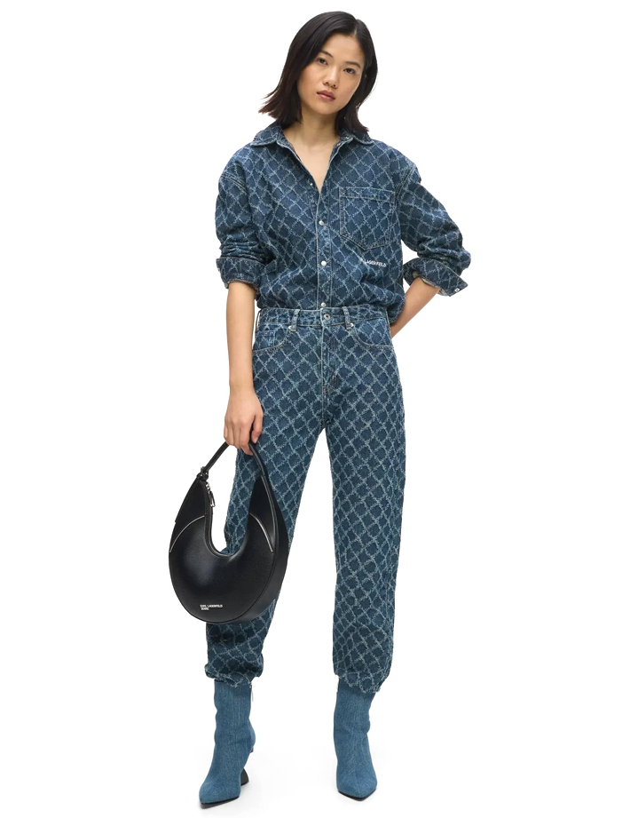 Women's Blue KLJ ARGYLE DENIM SHIRT Karl Lagerfeld Jeans B3W11008-A39 Argyle
