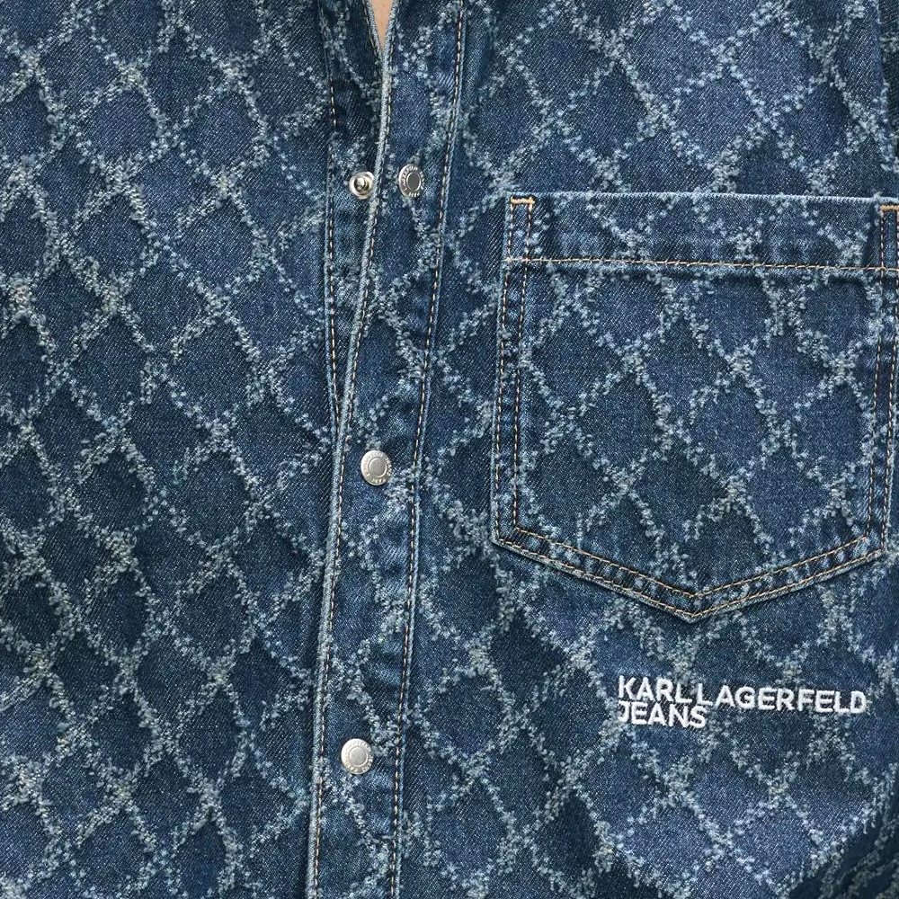 Women's Blue KLJ ARGYLE DENIM SHIRT Karl Lagerfeld Jeans B3W11008-A39 Argyle