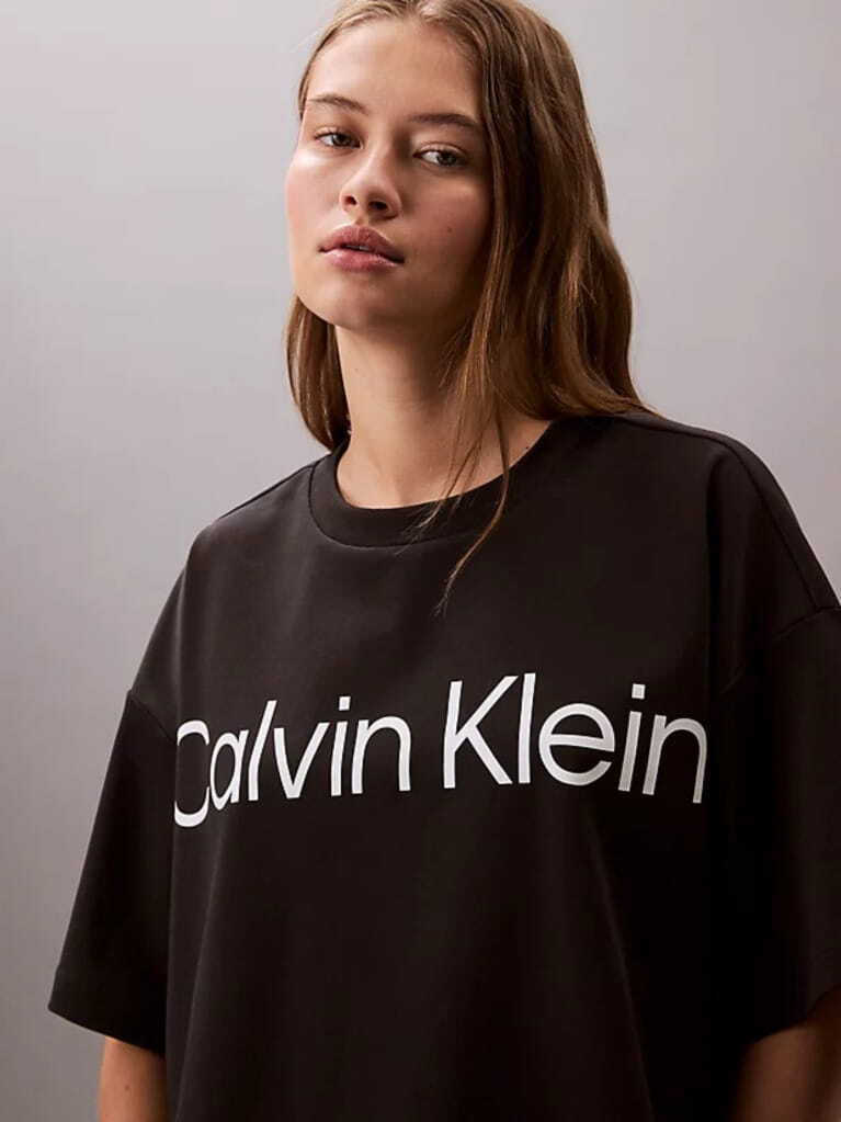 Women's Black A-Ss Boxy Logo Graphic Tee Calvin Klein LV047G839G-UB1