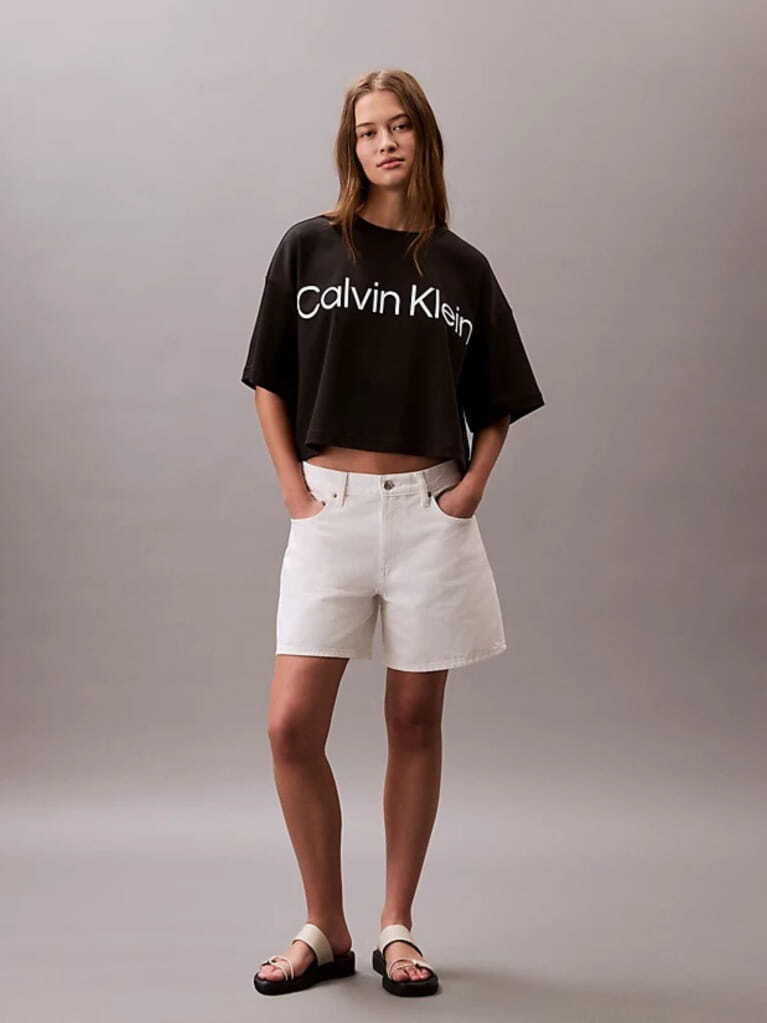 Women's Black A-Ss Boxy Logo Graphic Tee Calvin Klein LV047G839G-UB1