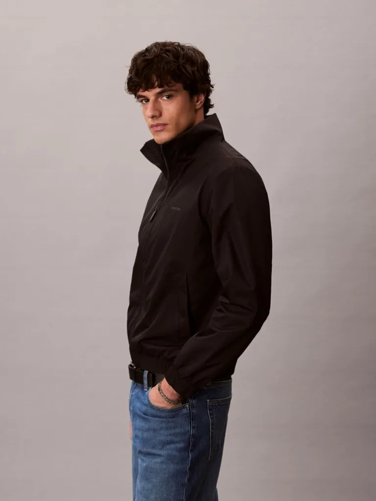 Men's Black Ls Nylon Stand Collar Windbreaker Jacket Calvin Klein LV04LF515G-UB1