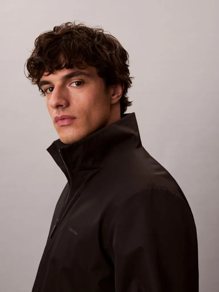 Men's Black Ls Nylon Stand Collar Windbreaker Jacket Calvin Klein LV04LF515G-UB1