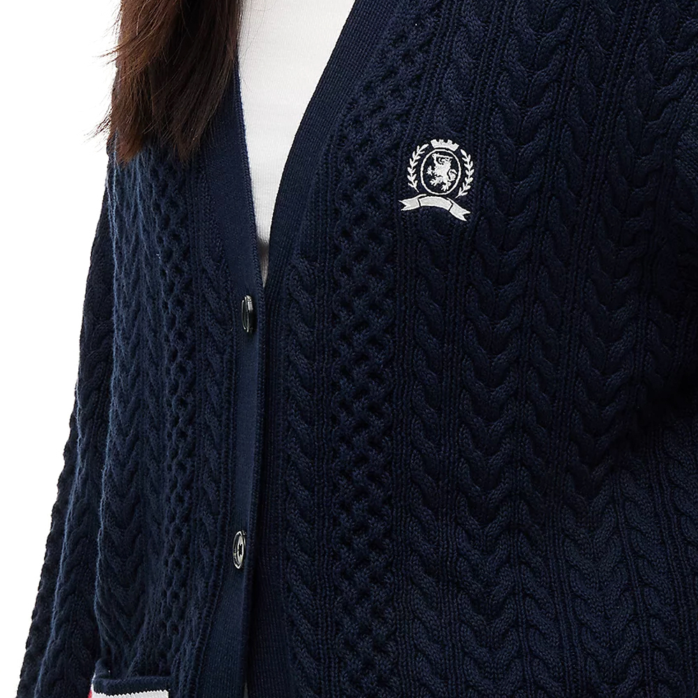 Women's Navy Blue TJW RWB Tipping Ovs Cardigan Tommy Jeans DW0DW22934-C1G