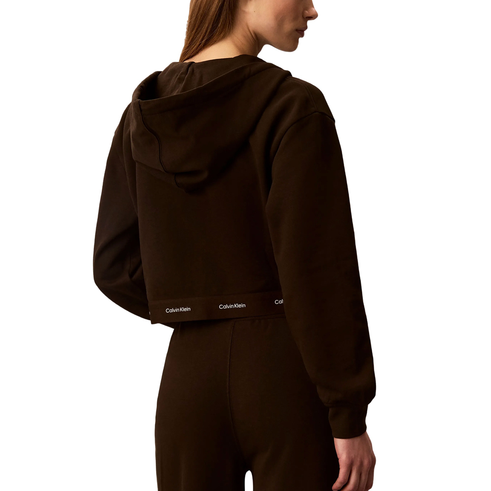Women's Brown Ls Terry Logo Waist Cropped Fz Hoodie Calvin Klein LV047G252G-TO2