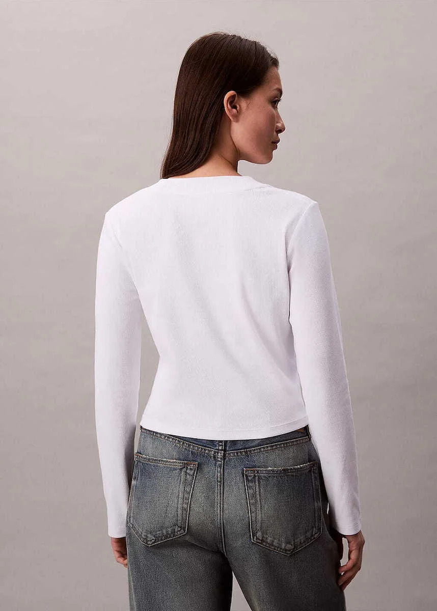 Women's White A- Ls Monogram Baby Tee Calvin Klein LV047A803G-YAA