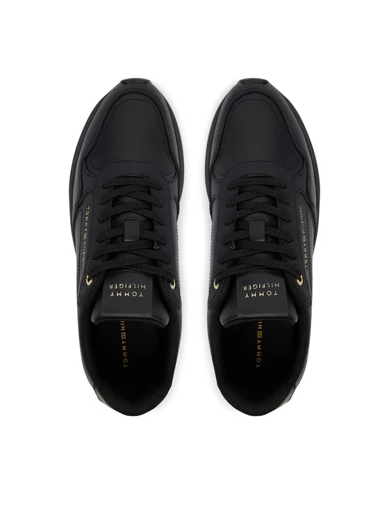 Γυναικεία Δερμάτινα Retro Runner Sneakers Μαύρα Tommy Hilfiger FW0FW09411-BDS