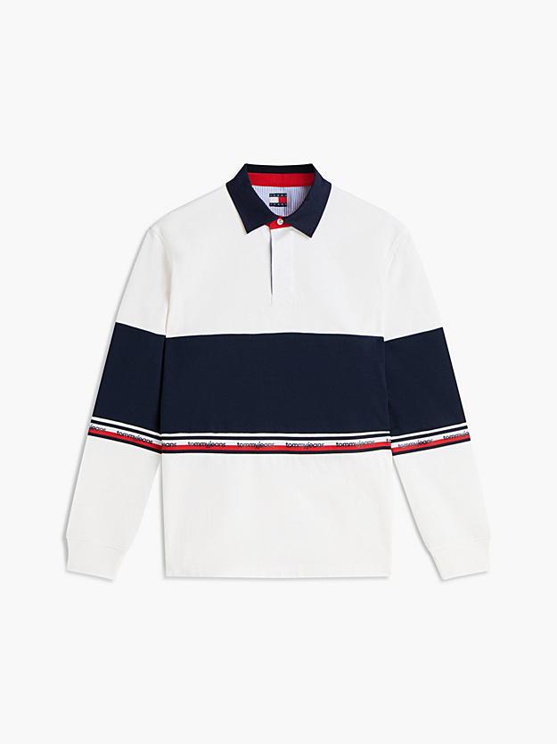 Men's Off White Tjm Rlx Cblock Rugby Shirt Tommy Jeans DM0DM23161-YBH