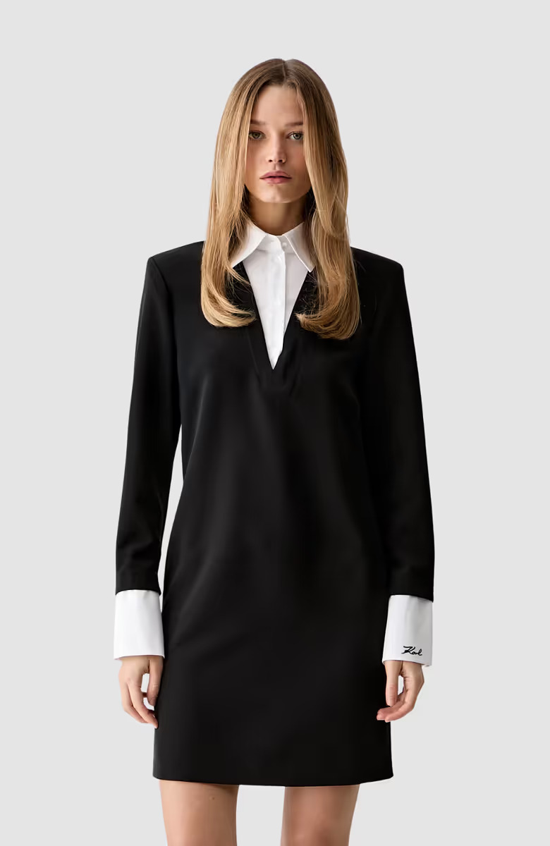 Γυναικείο Φόρεμα Μαύρο Karl Lagerfeld B3W13043-101 White/Black