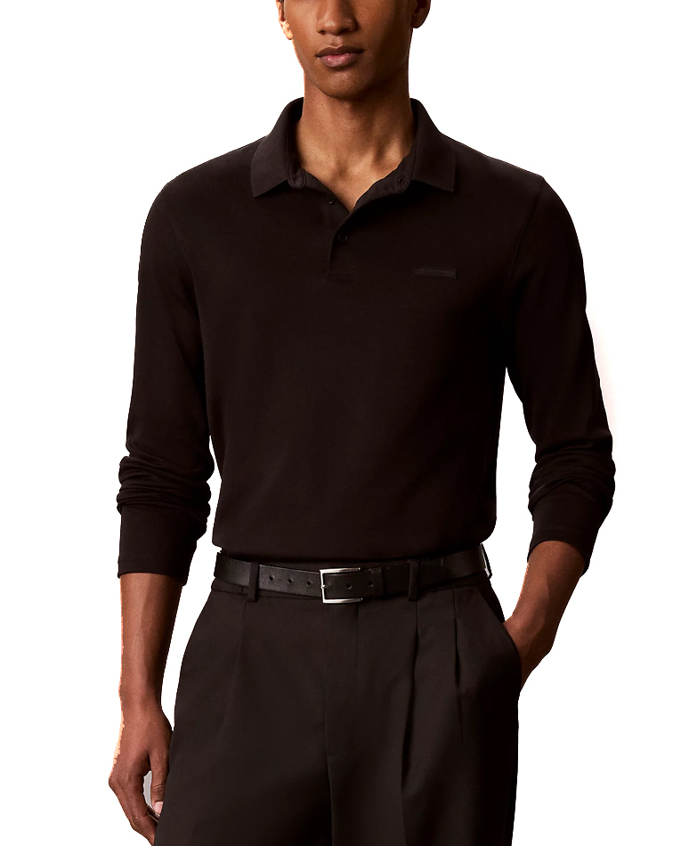 Ανδρικό Μακρυμάνικο Polo Μαύρο Calvin Klein LV04LH240G-UB1