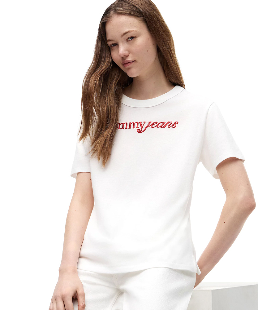 Women's White TJW RLX Script SS Tee Tommy Jeans DW0DW22812-YBL