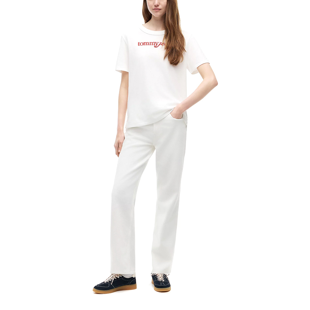 Women's White TJW RLX Script SS Tee Tommy Jeans DW0DW22812-YBL