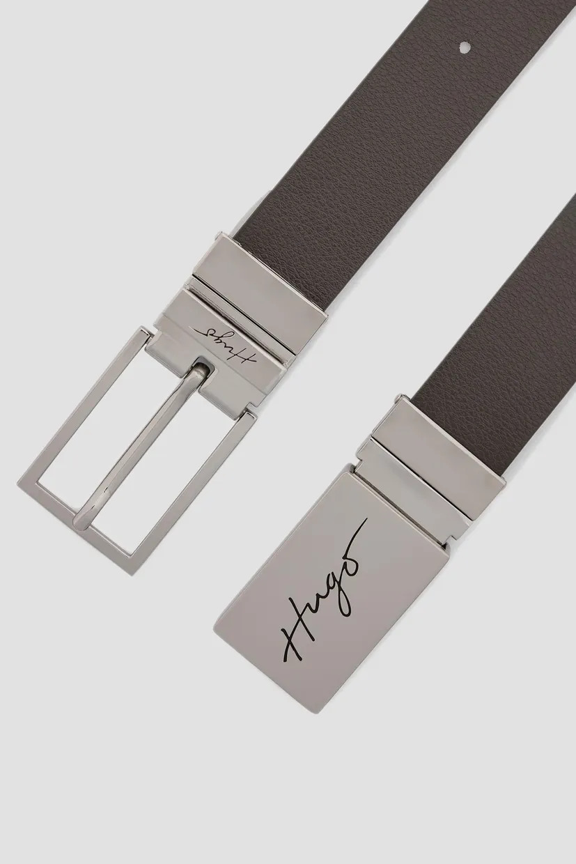 Men's Black Leather Reversible Graym Belt Hugo 50486652-002