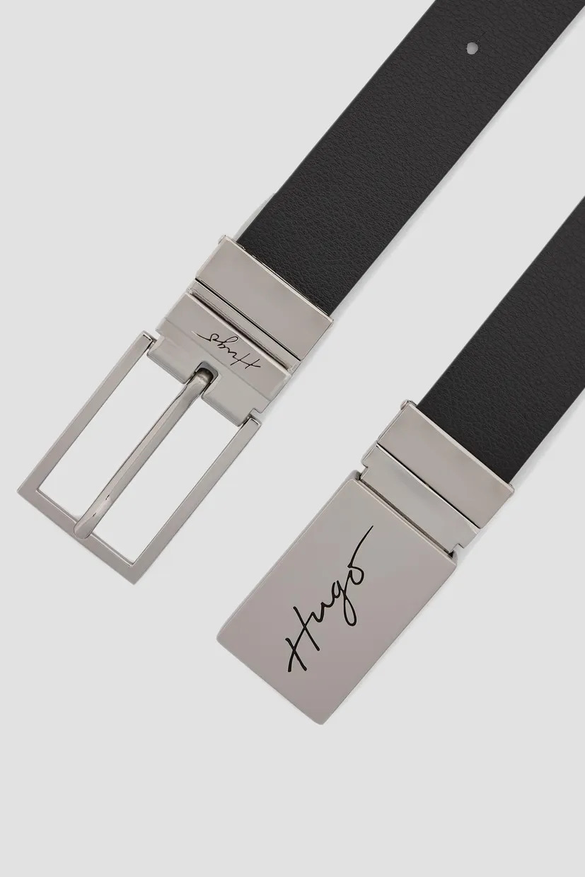 Men's Black Leather Reversible Graym Belt Hugo 50486652-002