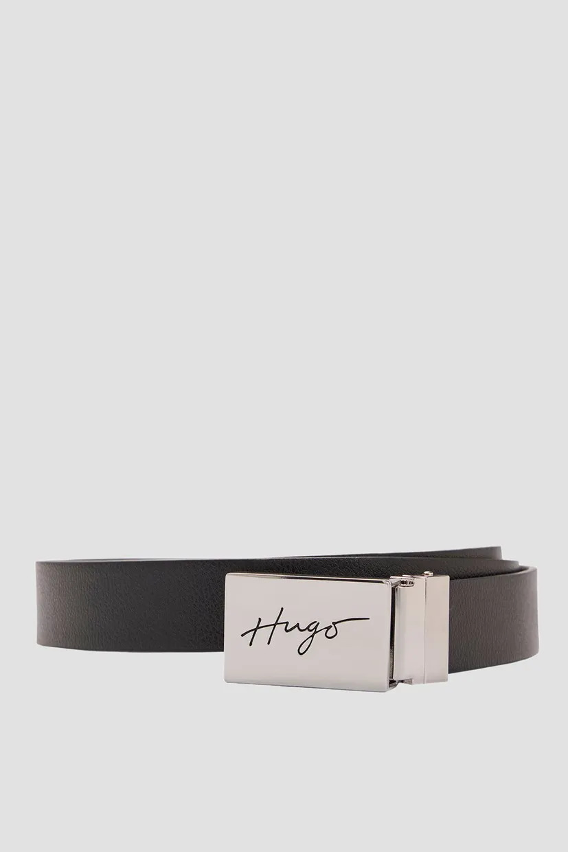 Men's Black Leather Reversible Graym Belt Hugo 50486652-002