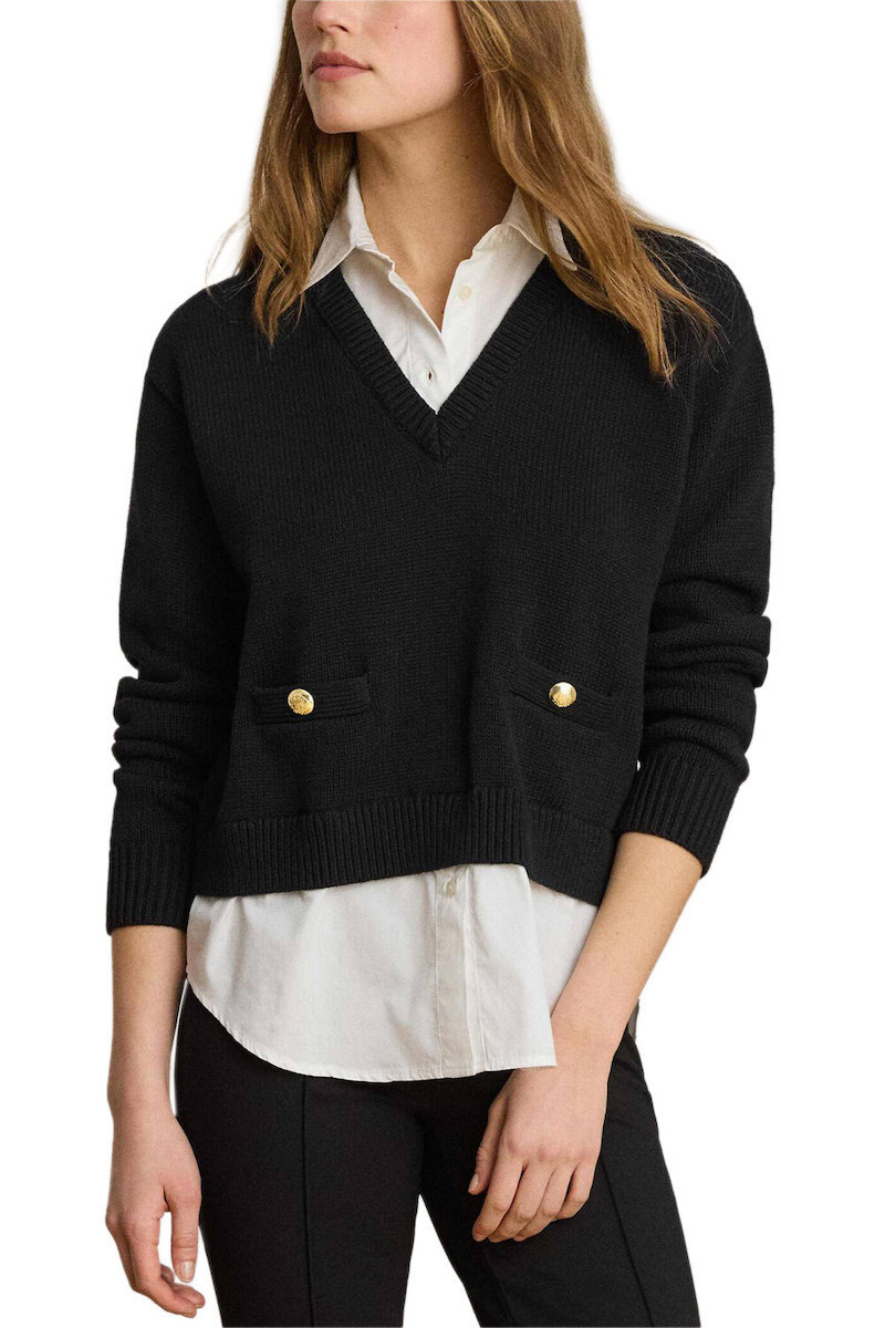 Women's Black Pullover Ralph Lauren 200B24254001-Black White