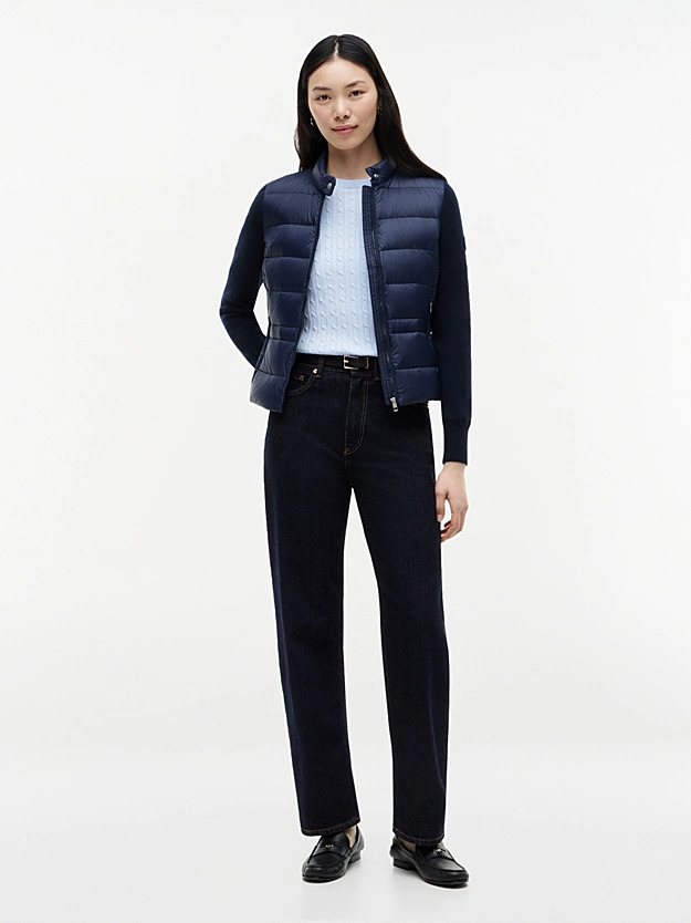 Women's Navy Blue LW Down Knit Mix Jacket Tommy Hilfiger WW0WW51095-C1G